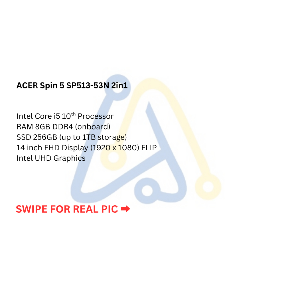 Laptop Acer Spin SP314-54N Core i5 gen 10 - RAM 8GB - SSD 256GB - 14inch FLIP Touchscreen