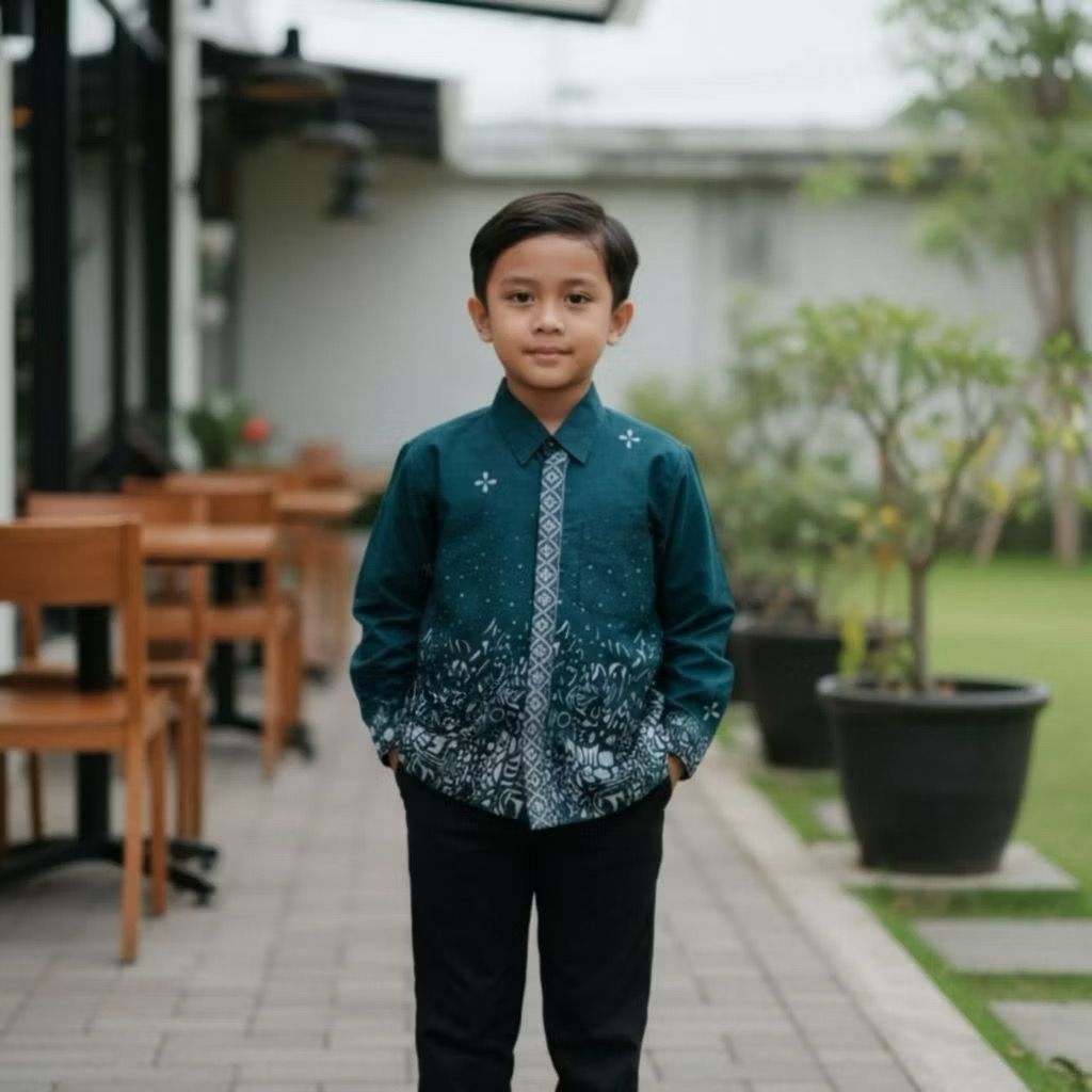 BAJU BATIK COUPLE AYAH ANAK SUTENA HIJAU