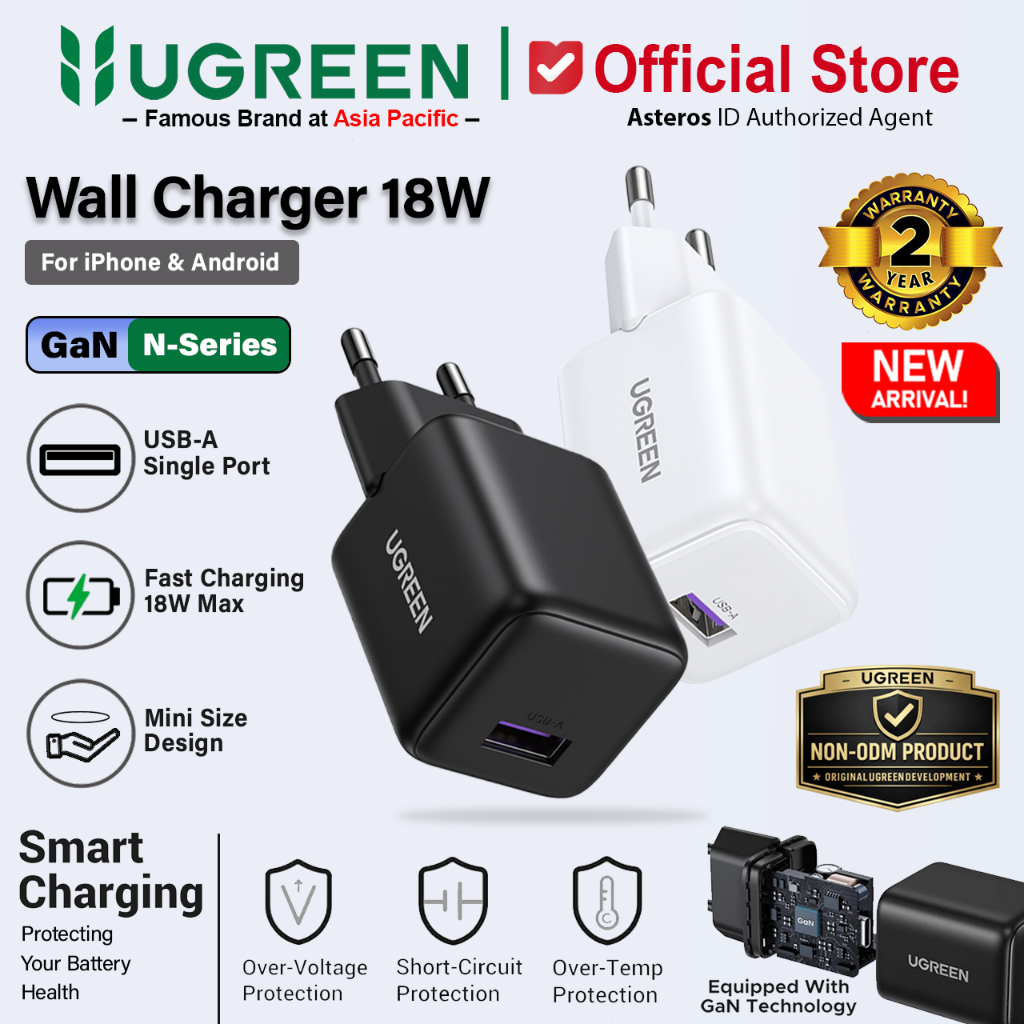 UGREEN Kepala Charger iPhone Android Fast Charging 18W USB QC 3.0