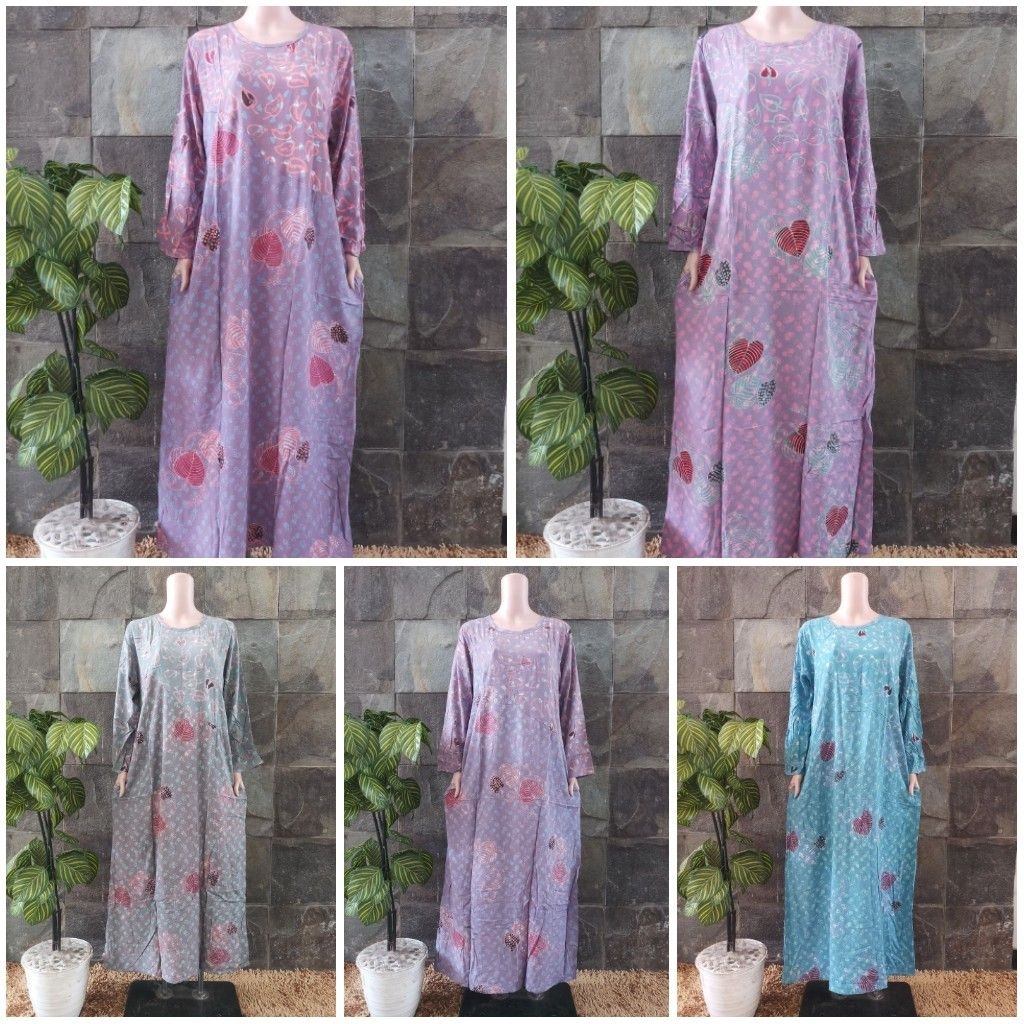 (Ld 108 cm) Long Dress Lengan Panjang Batik Huza Pekalongan Non Busui || L Model
