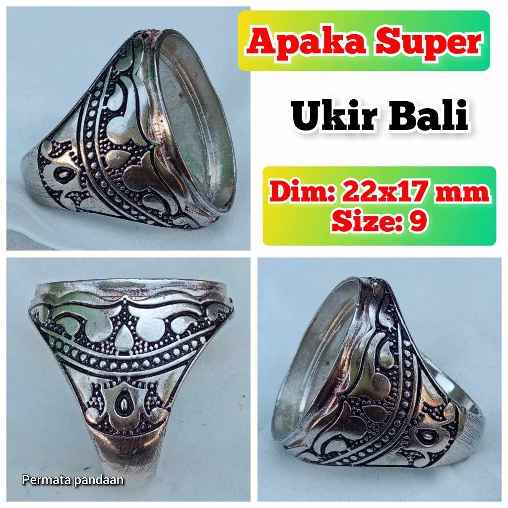 cincin emban batu akik batu permata alpaka super ukir Bali.93