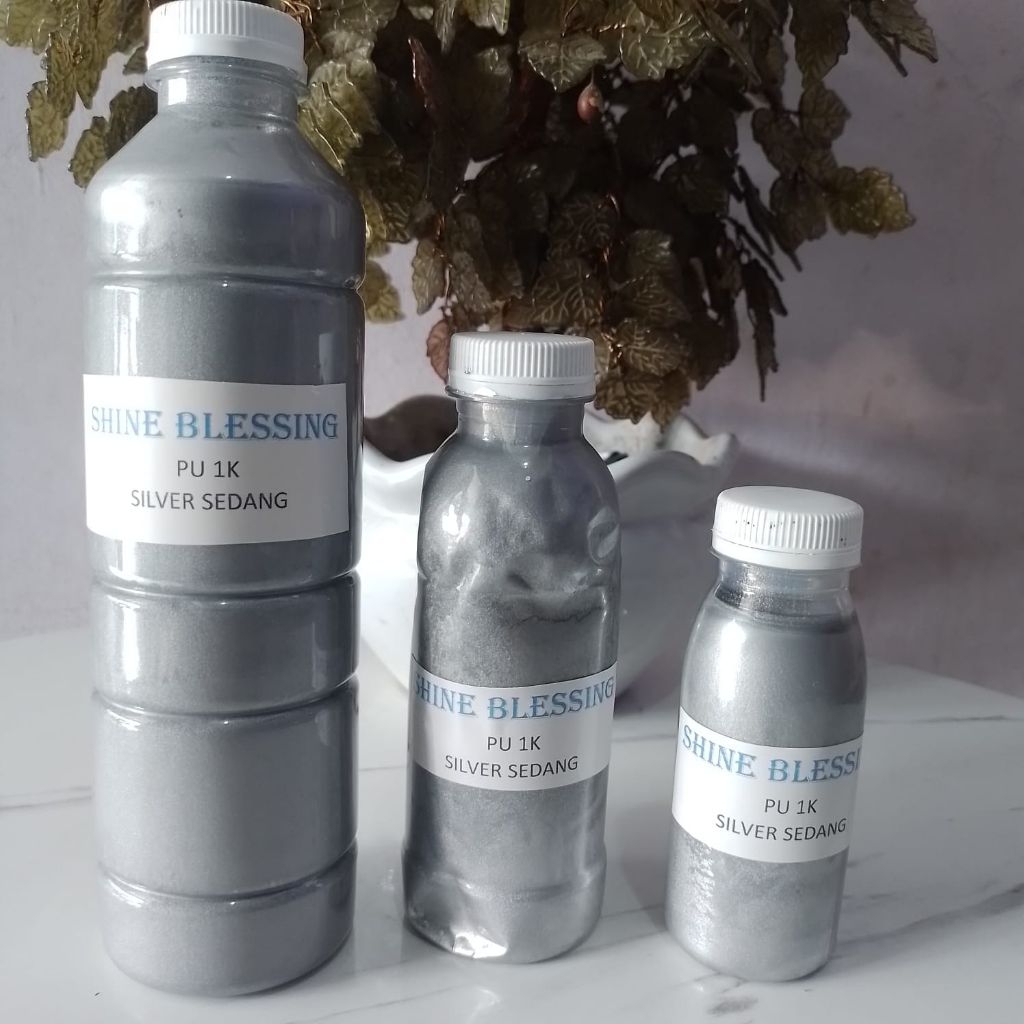 Cat PU silver sedang/cat PU mettalik sedang/Cat PU medium silver/Cat motor/cat mobil