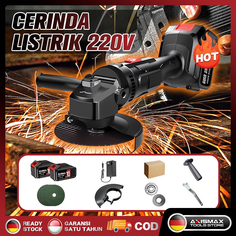 COD Gerinda Baterai Brushless 220v Mesin Gerinda Cordless Angle Grinder Tangan Multifungsi Untuk Pot