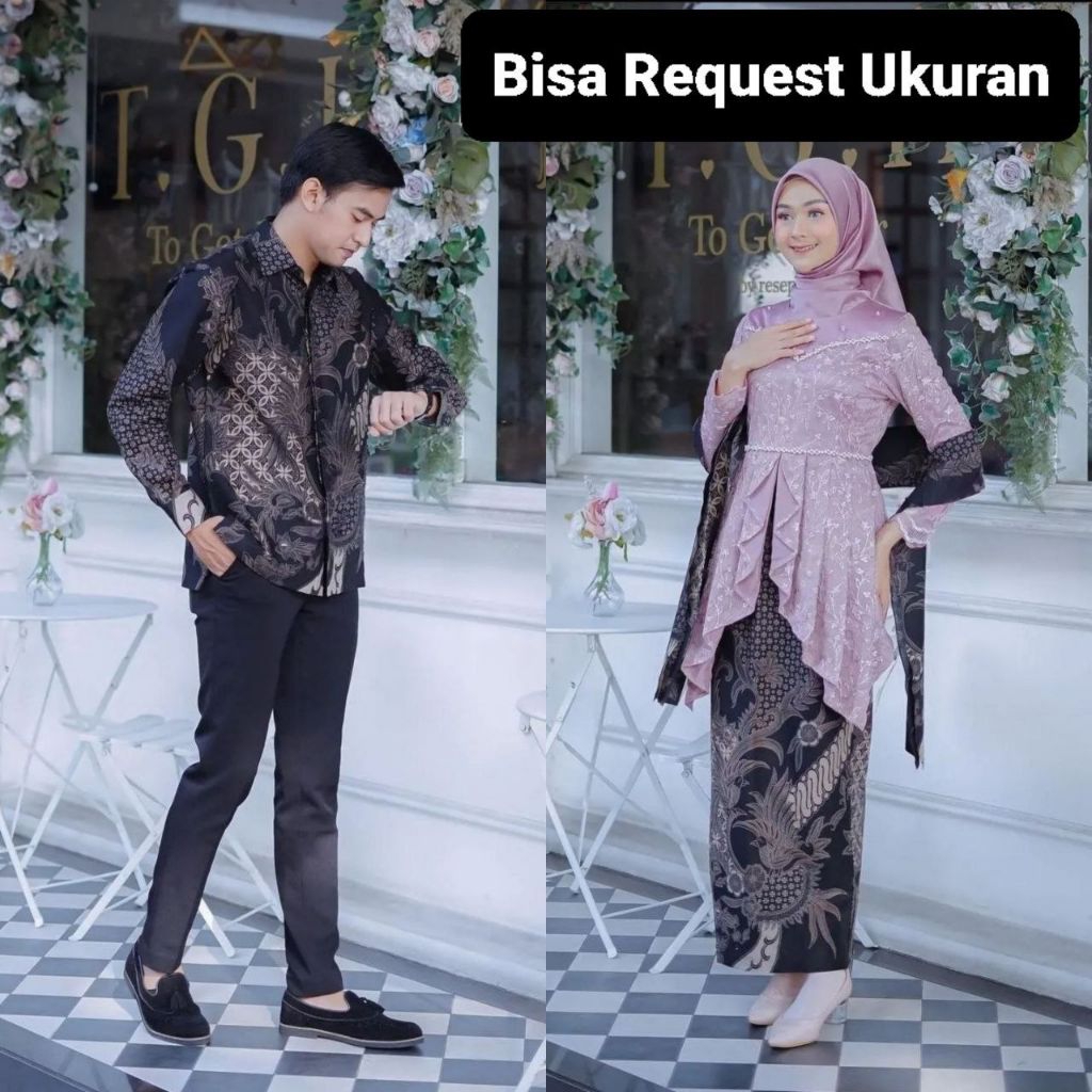 SET KEBAYA LAFFEYA ROSE ORI COUPLE KEMEJA BATIK PREMIUM CUSTOM ANAK & JUMBO / BAJU SETELAN SERAGAM B