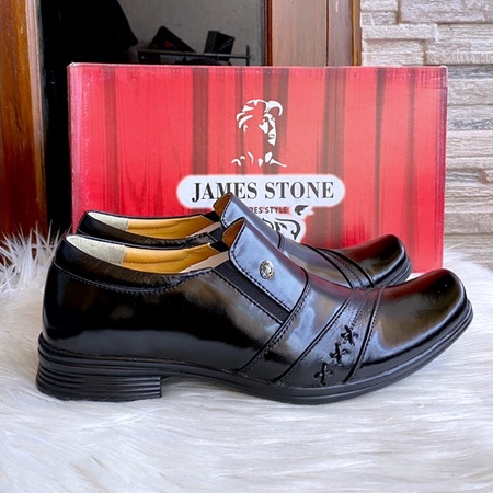 PSPGN.CO | original brand james stone 854BK sepatu kulit pria loafer slip on 38