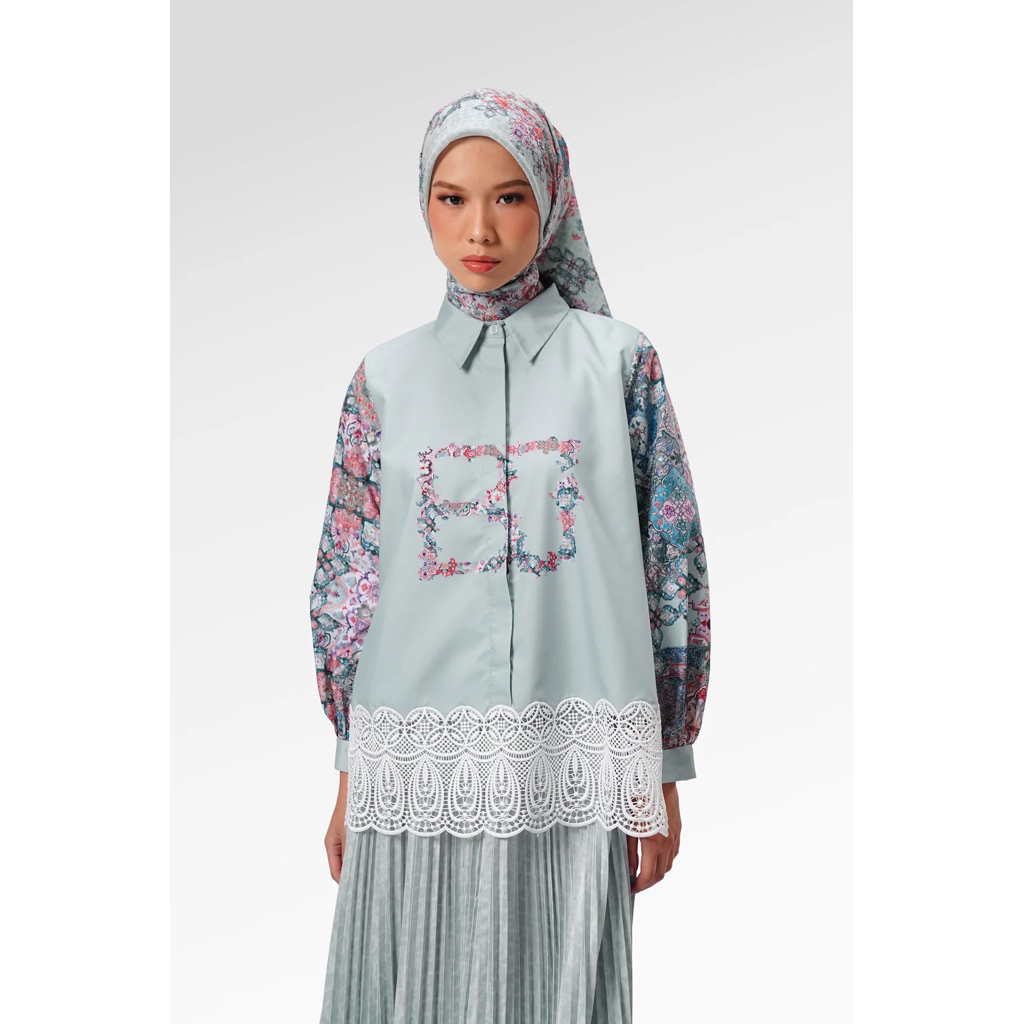 BENANG JARUM - NOELLA LACE BLUE/ MARCHESA TIERED DRESS/ MARCHESA MEN SHIRT ZELLIGE