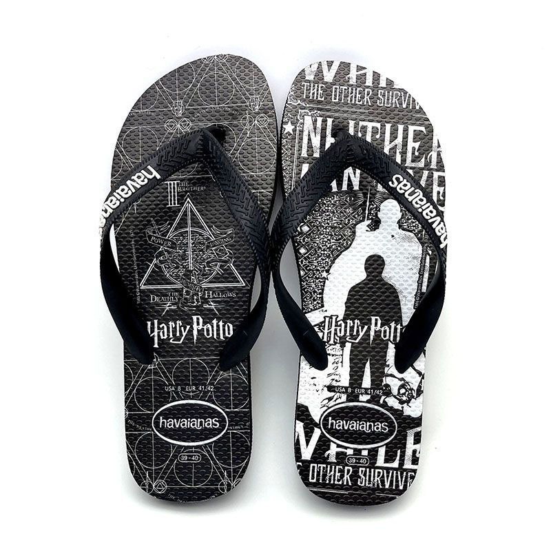 Sepatu santai gaya pria Hava Karet ukuran penuh dari seri Harry Potter, warna abu-abu/putih hitam, m