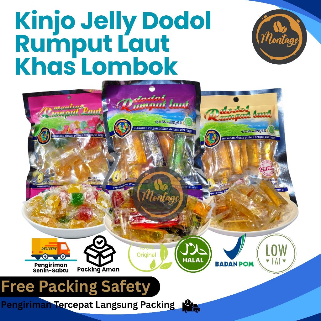 Kinjo Jelly Dodol Rumput Laut Khas Lombok / Kinjo Jelly / Dodol Rumput Laut Phoenix Food 90g