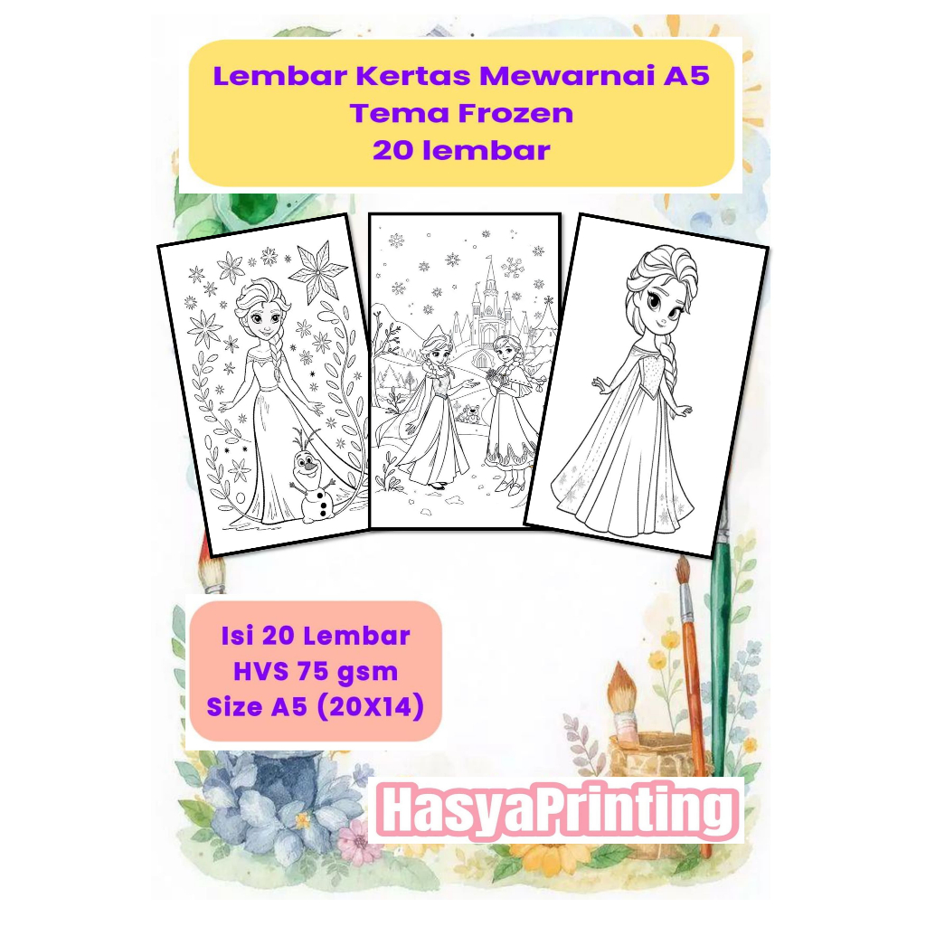 Lembar Kertas Mewarnai A5 FROZEN 20 Lembar