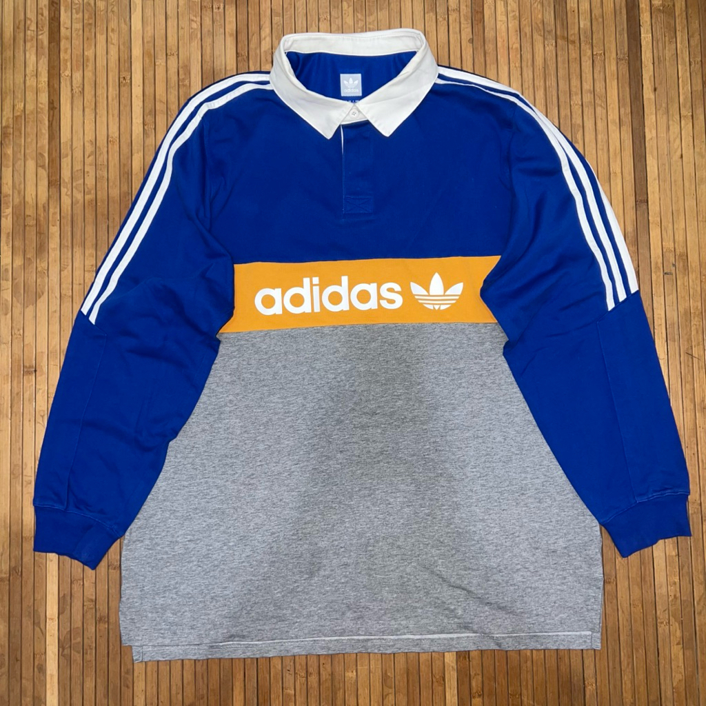 ADIDAS SKATEBOARDING HERITAGE ROYAL BLUE CENTER LOGO LONG SLEVE POLO SHIRT