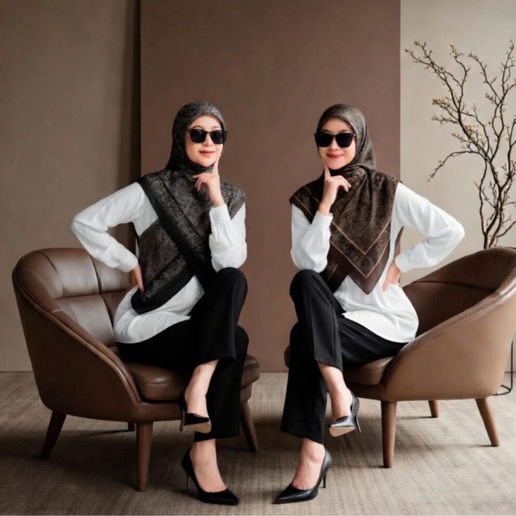 Hijab Voal Turki Motif.Jilbab Segi Empat Turky Arabian Viral