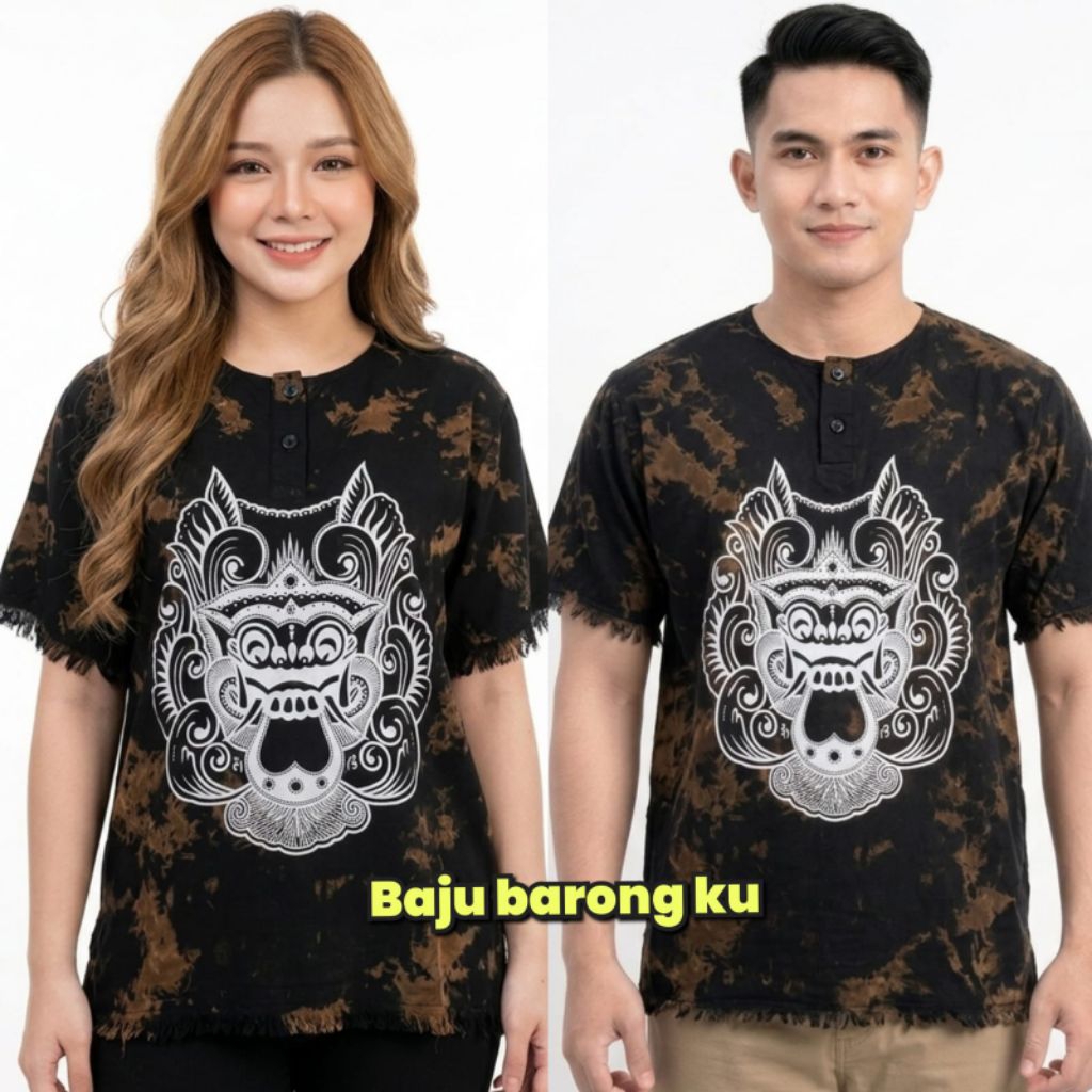 Baju Barong Bali warna Hitam Atasan Baju Barong Dewasa Pria Wanita Baju Bali Bahan Rayon Adem Baju B