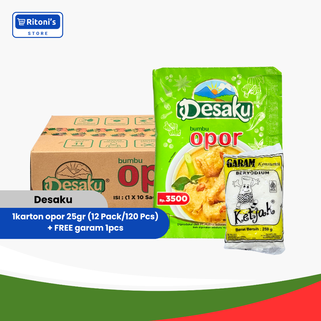 Desaku Bumbu Masak Opor 25gr (1 Karton) + FREE Garam 1 Pcs