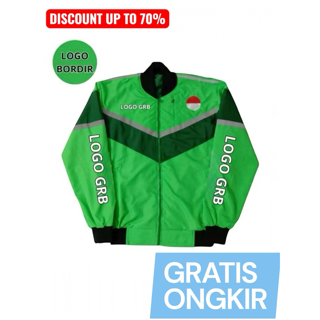 JAKET GRAB FULL BORDIR | JAKET DRIVER OJOL WATERPROOF DAN TIDAK GERAH