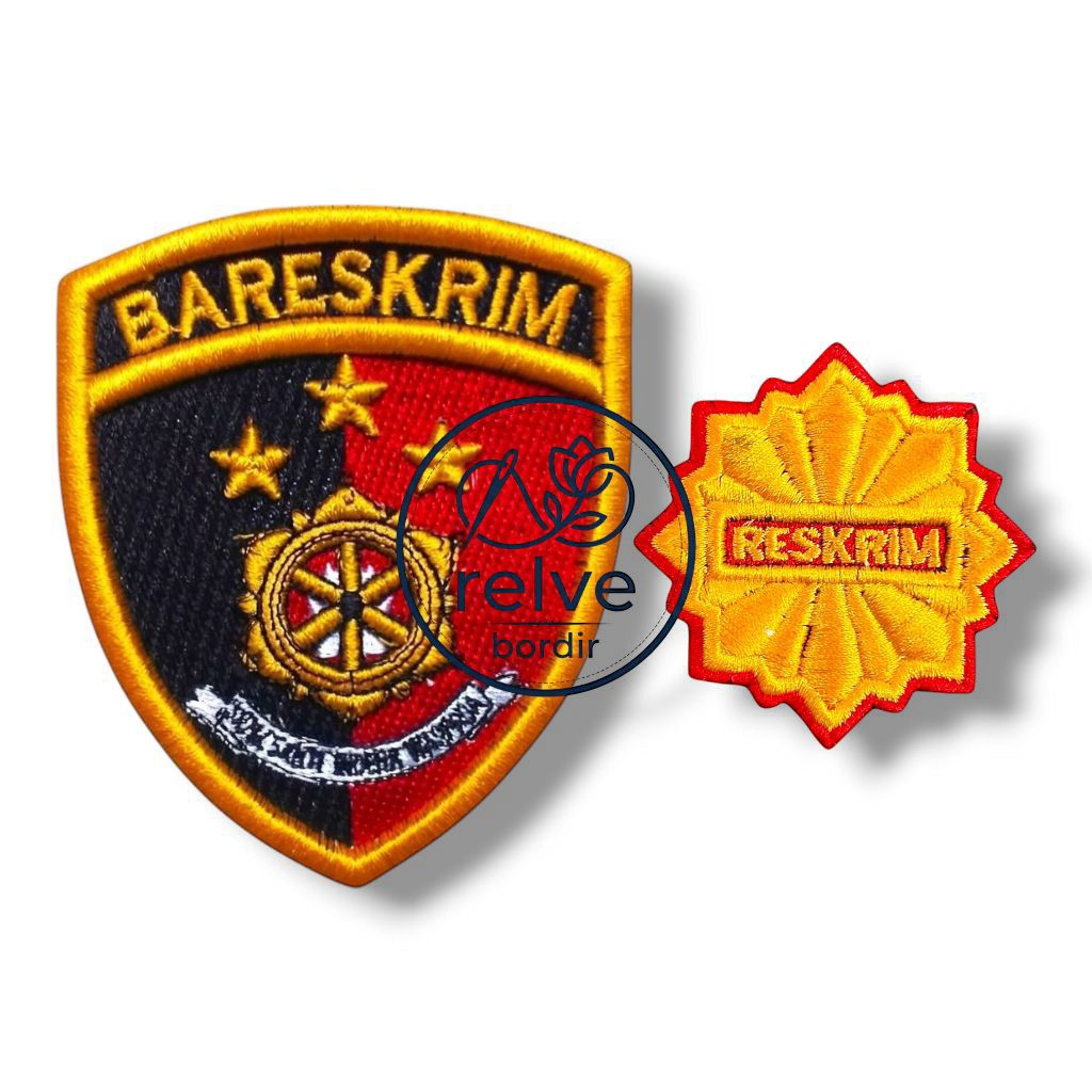 Bet Bordir Timbul Bareskrim Polri & Logo Roda Reskrim 3D Atribut Polri Kualitas Premium
