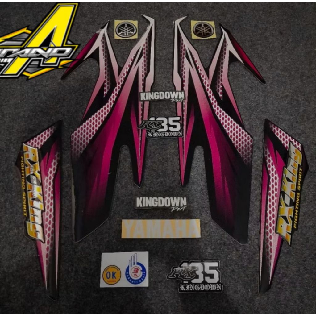 SETRIPING SETIKER RX KING 2005 VARIASI WARNA PINK FULLSET EMBLEM