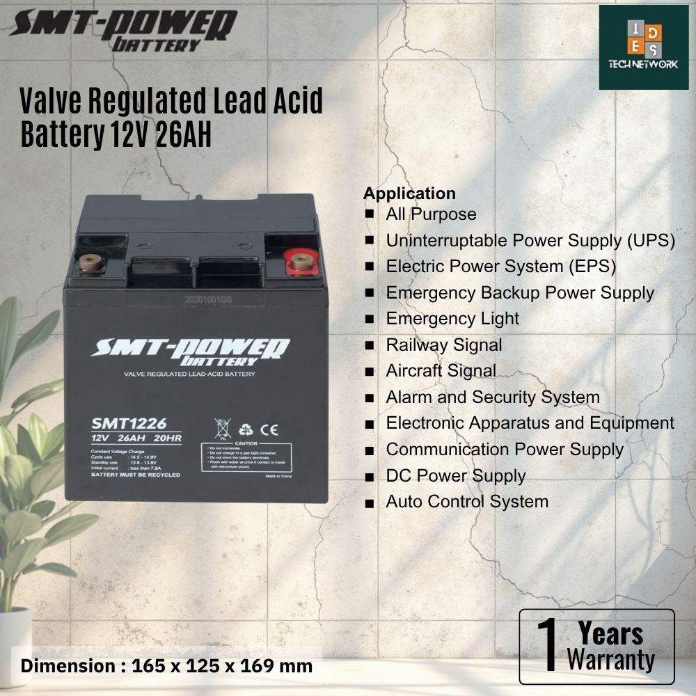 SMT Power Baterai VRLA SMT1226 12V 26AH