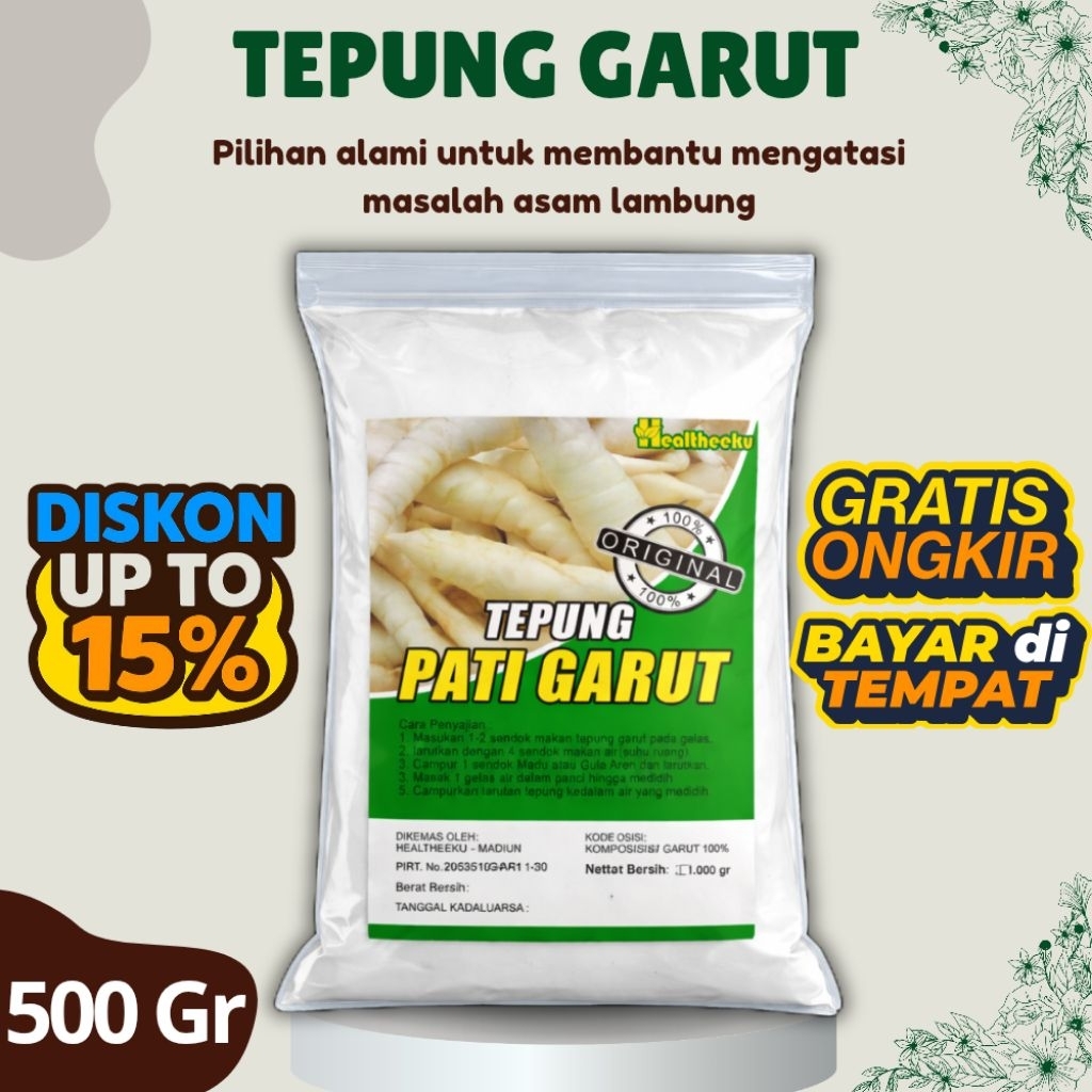 TEPUNG PATI GARUT 500 Gram - 100% PATI GARUT ASLI | KWALITAS PREMIUM | TEPUNG GARUT | IRUT | ARROWRO