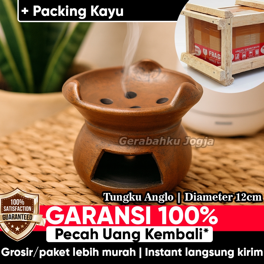 Gerabahku | Tungku Anglo Mini Tanah Liat Diameter 12 cm Miniatur Anglo Kecil Dupa Aroma Terapi Maina