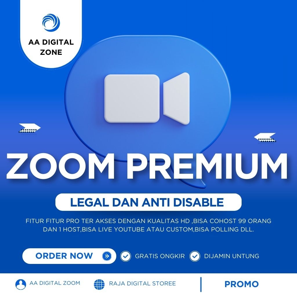 Zoom Premium 100 Peserta 1 Bulan Anti Disable full Garansi