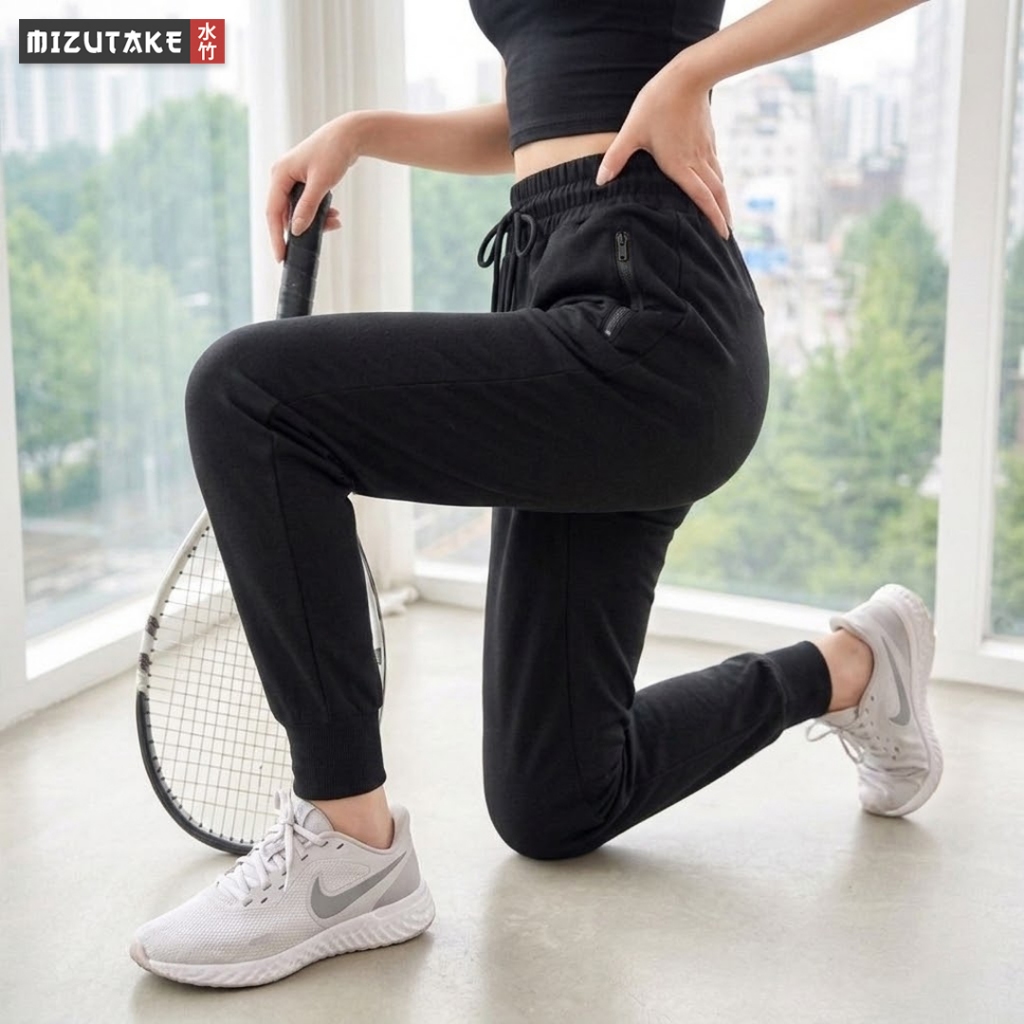 MIZUTAKE Celana Joger Wanita Korea Style | Celana Jogger Wanita High Waist Casual Bahan Adem Kekinia