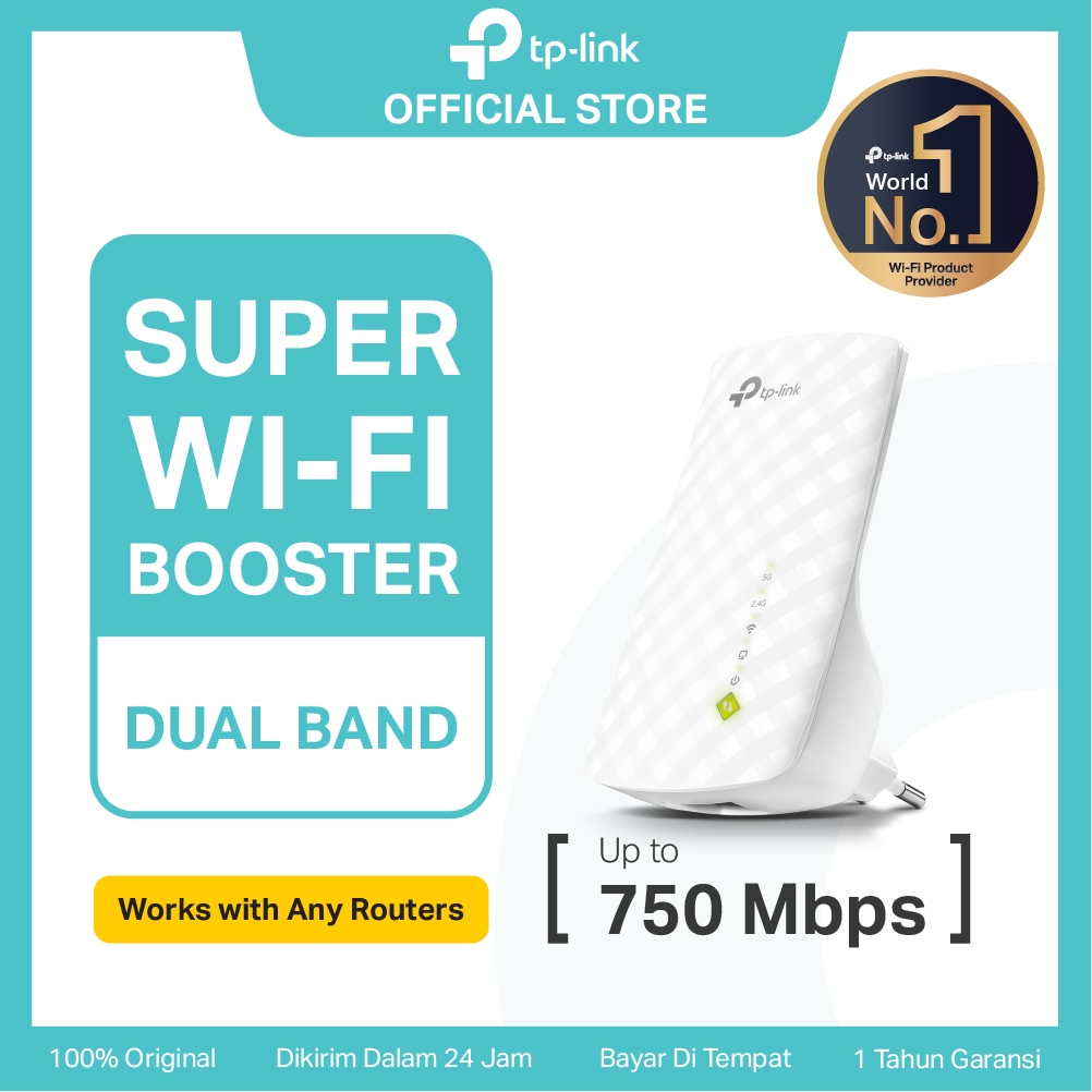 TP-Link RE200 | AC750 WiFi Extender | Dual Band 2.4GHz 5Ghz | Wi-Fi 5 | Wireless | Penguat Sinyal