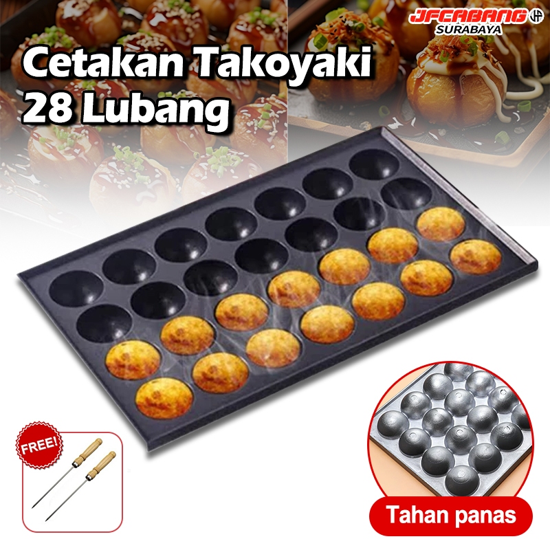Cetakan Takoyaki /Cetakan Takoyaki 28 Lubang /No-Stick Baking /Tray Cetakan Takoyaki/ Anti Lengket K