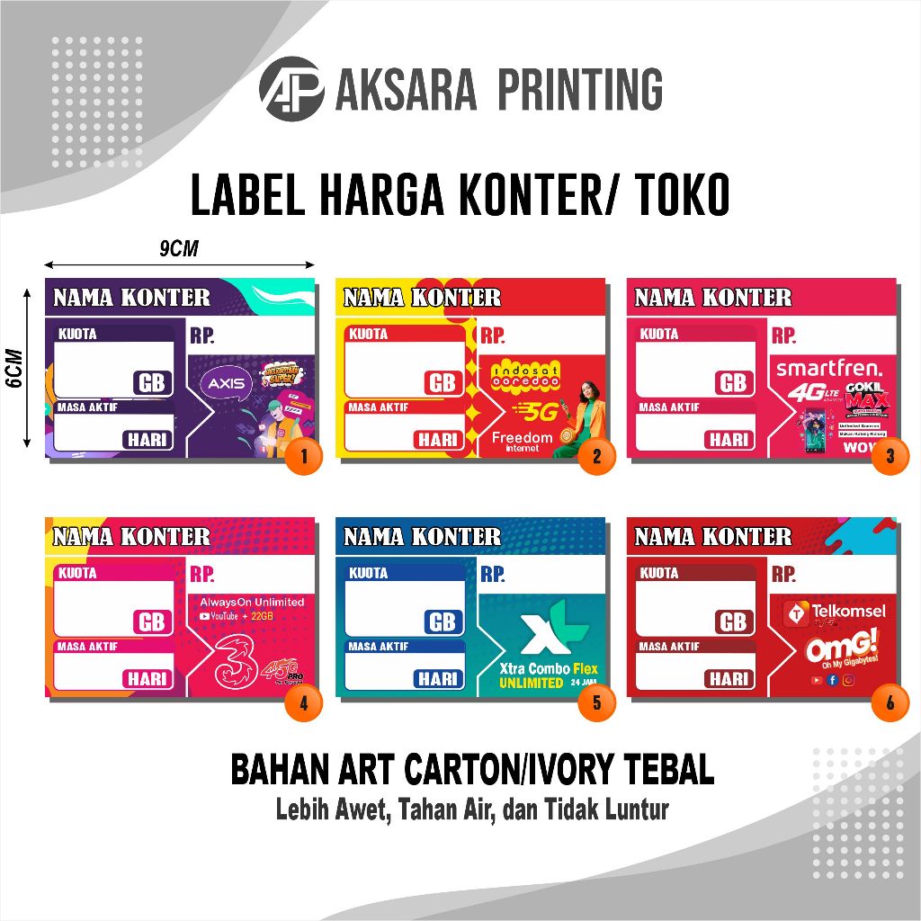 NEW DESIGN  Label Harga Konter Voucher Harga Konter Display Harga Etalase Konter Stiker Konter