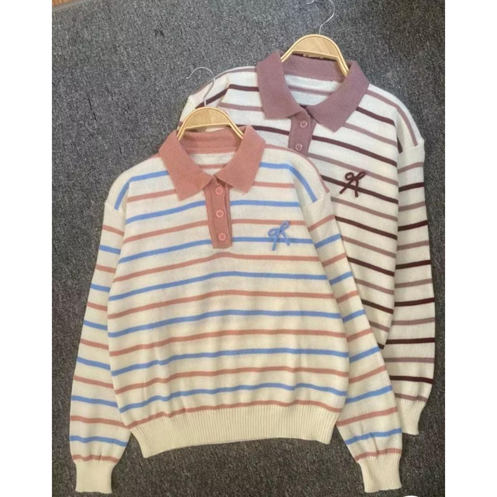 Viona sweater rajut-atasan wanita-sweater kancing rajut pita