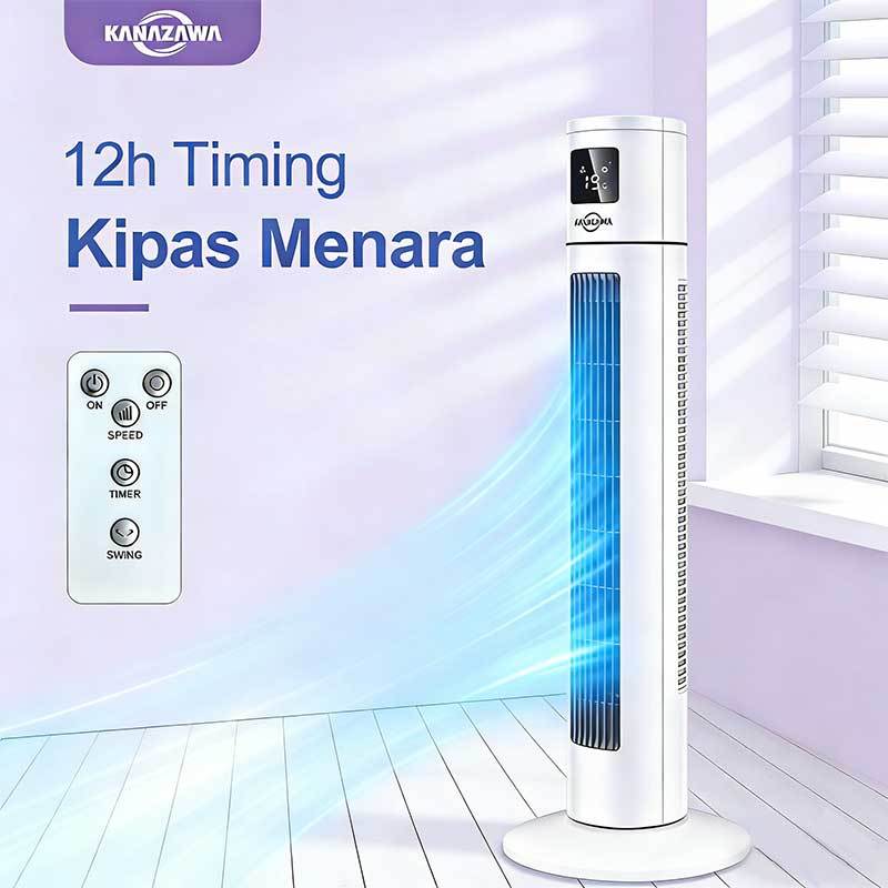 KANAZAWA Kipas Menara Listrik Dengan Remote Control 120 ° Stereo Shake Head Silent Tower Fan Dengan 