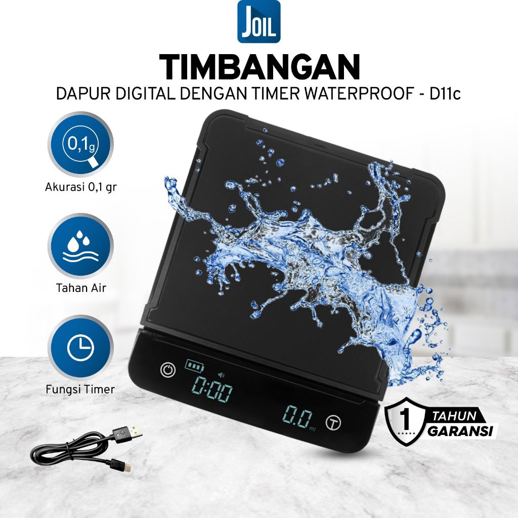 Joil Timbangan Kopi Digital Coffee Scale Waterproof Timer USB D11