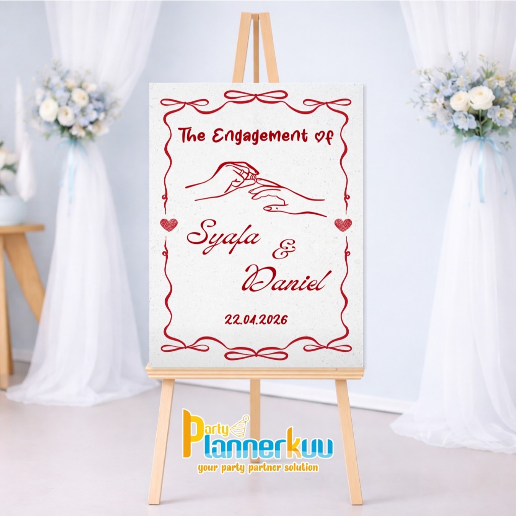 Zoey_Jenaka Partyplannerkuu Wedding Sign / Welcome Sign Wedding Vintage Aesthetic Custom Nama / Foto