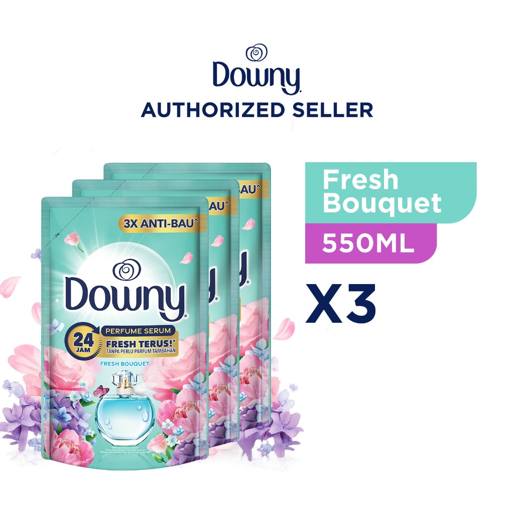Downy Premium Parfum Fresh Bouquet Pewangi dan Softener Refill 550ml I Isi 3