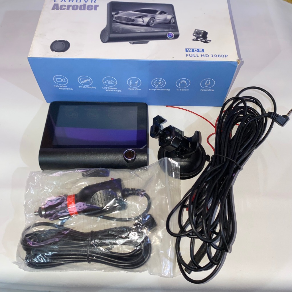 (Kondisi Bekas Like New) Acroder Dashcam Mobil 3 Cameras 1080P HD 4.0 Inch Night Vision Loop Recordi