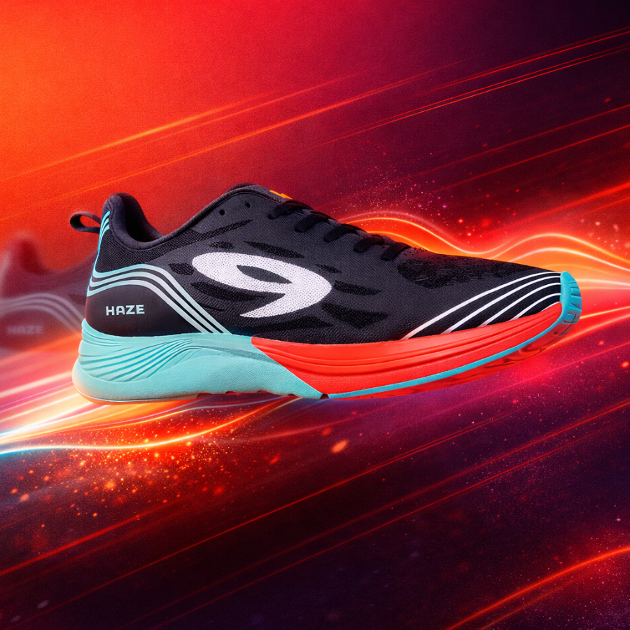 910 Nineteen Sepatu Running Haze Vision 1.0 Hitam Biru Muda Merah Unisex - Ringan Dan  Nyaman