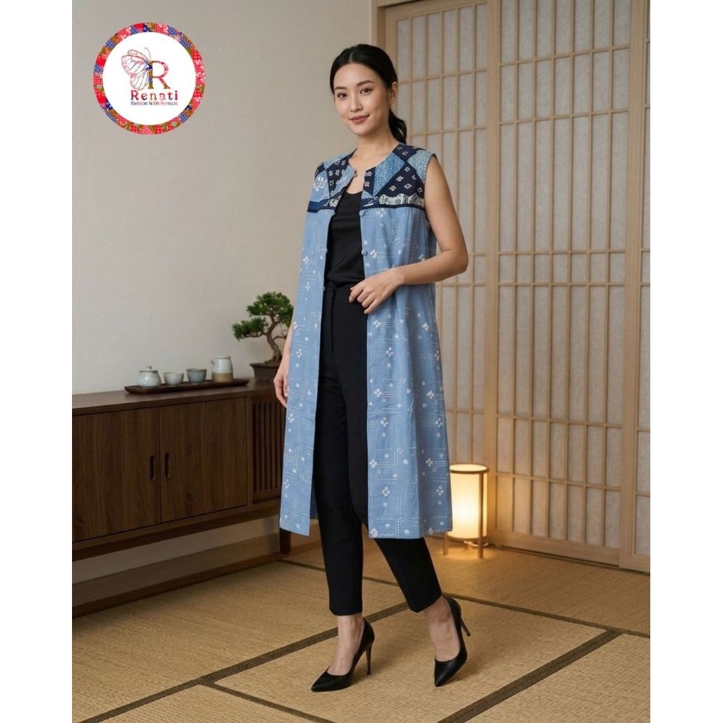 Ayra Tunik Outer, Atasan Batik Perca Wanita Elegan - Batik Unik Model Modern