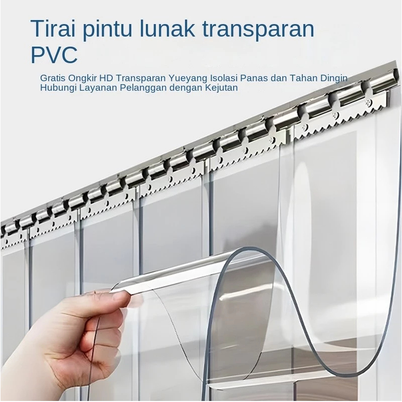 Tirai Pintu PVC Transparan Plastik Berbentuk Strip untuk AC Ruang Pendingin Gudang Supermarket L19cm