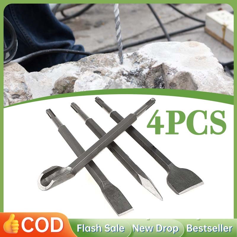 4pcs Set Pahat Plus Mata Bor Pahat Beton Sds Pahat Tembok Beton Mata Bor Bobok Beton Chisel Bobok Be