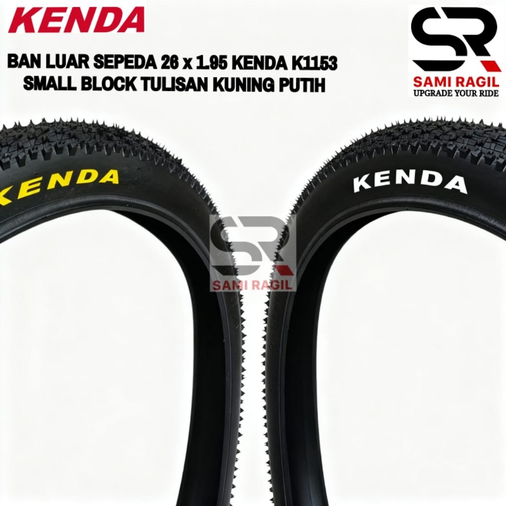 BAN LUAR SEPEDA 26 x 1.95 KENDA K1153 SMALL BLOCK TULISAN KUNING PUTIH 26x1.95 MTB FEDERAL COMMUTER 