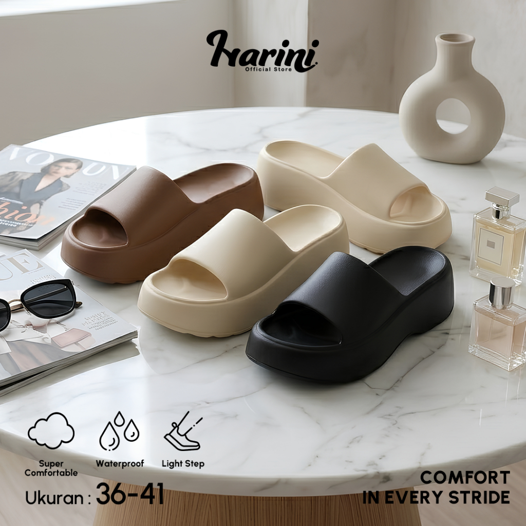 Sandal Slop Wedges Jelly Platform Wanita 7cm Wedges  Balance Sendal Tinggi Tebal Empuk 806