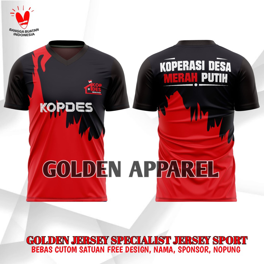 KAOS JERSEY KOPDES KOPERASI DESA MERAH PUTIH PRINTING TERBARU/BAJU KAOS KOPERASI DESA MERAH PUTIH KD