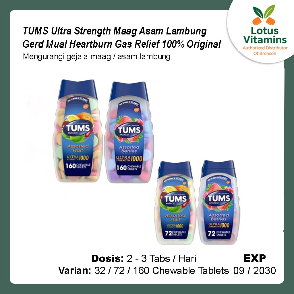 TUMS Ultra Strength Maag Asam Lambung Gerd Mual Heartburn Gas Relief 100% Original