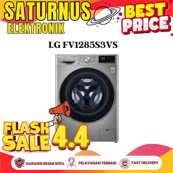 LG FV1285S3VS Mesin Cuci Front Loading 8.5Kg V1285S3VS LGFV1285S3VS FV1285