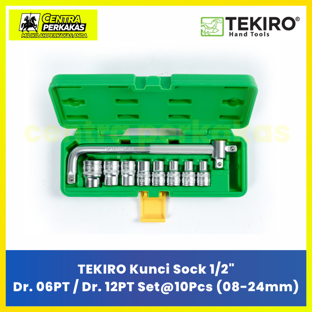 TEKIRO Kunci Sock Set 10 Pcs 1/2 Inch 6PT 12PT 8-24mm - Mata Sok Set Tekiro Original