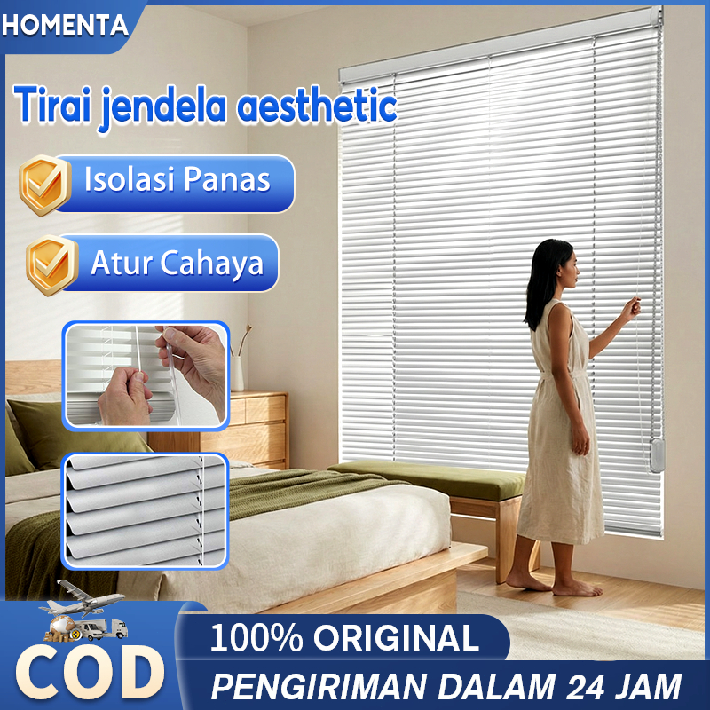 Blinds Gorden Venetia Aluminium Tirai jendela aesthetic Tarik Tali untuk Jendela Rumah & Kantor
