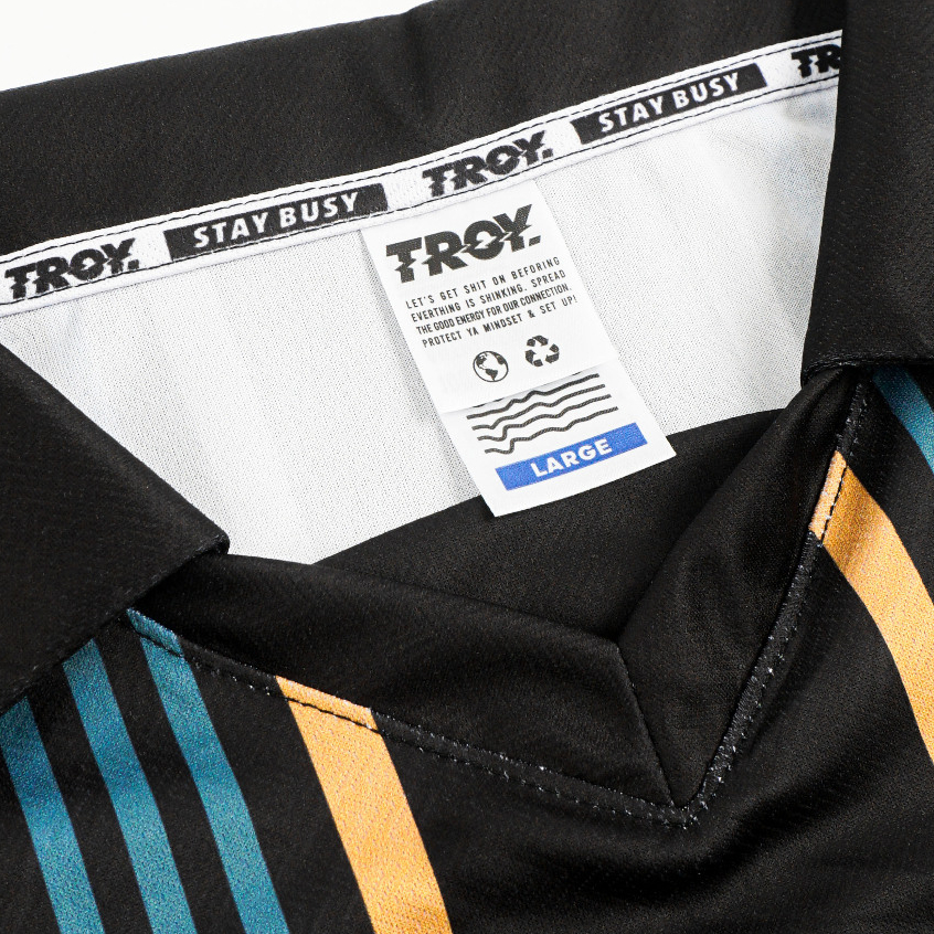 Troy Company Jersey Black Gold Blue Troyco - Jersey Klasik Garis Hitam Emas Biru JSM 3580