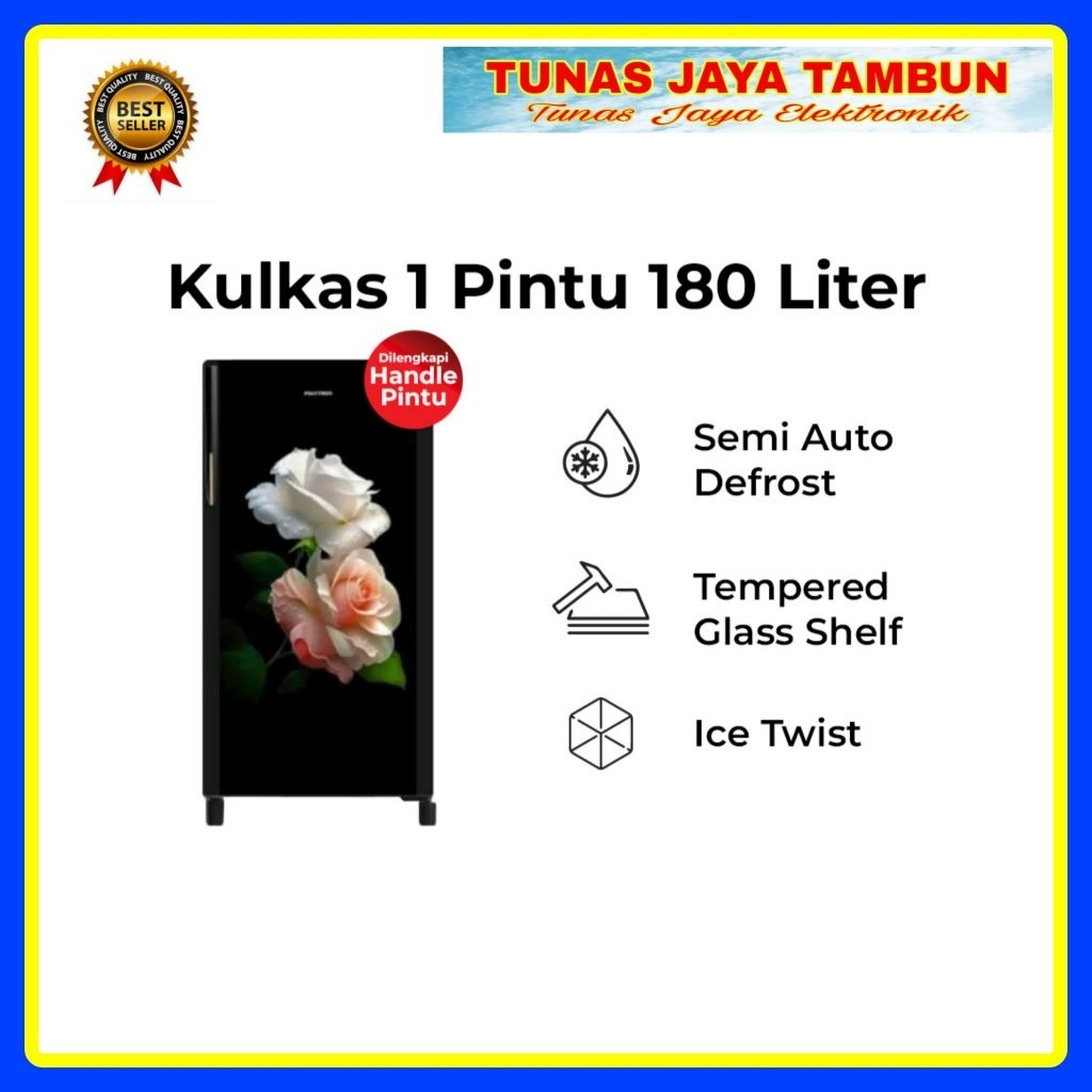 KULKAS POLYTRON PRA 18 DRD / KULKAS POLYTRON 1 PINTU 180 LITER PRA 18DRD / POLYTRON PRA18DRD