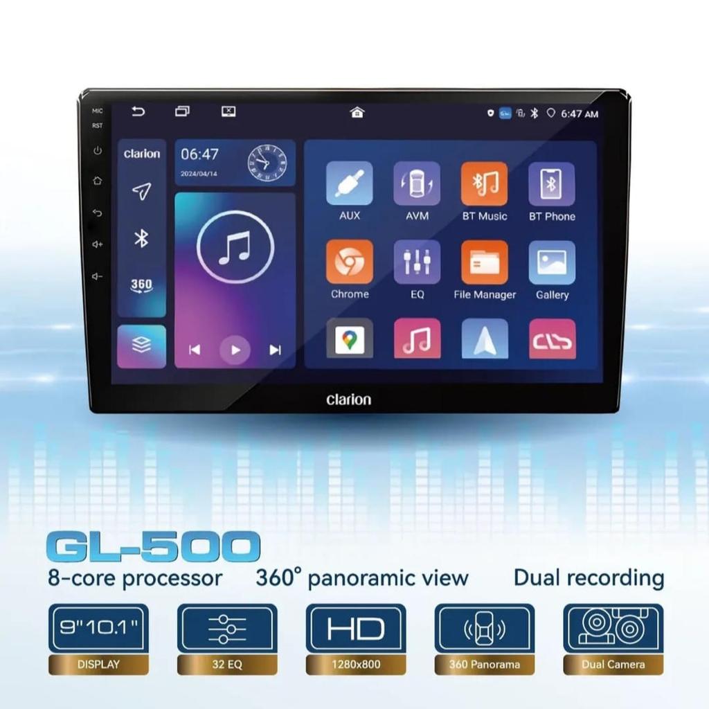 Head Unit Android Clarion GL-500 9/10 Inch garansi resmi Clarion - 9 Inch 4+64GB