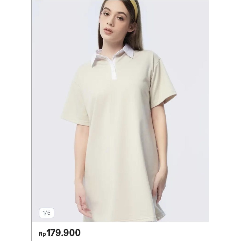 COLORBOX Contrast Mini Polo Dress Beige