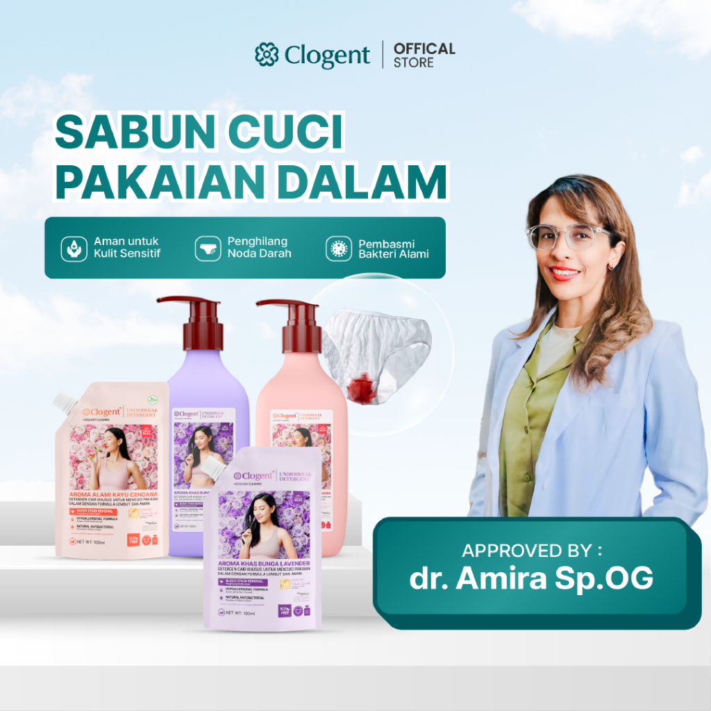 Clogent Sabun Cuci Pakaian Dalam Anti Bau Anti Bakteri Aman Kulit Sensitif 500ml 100ml